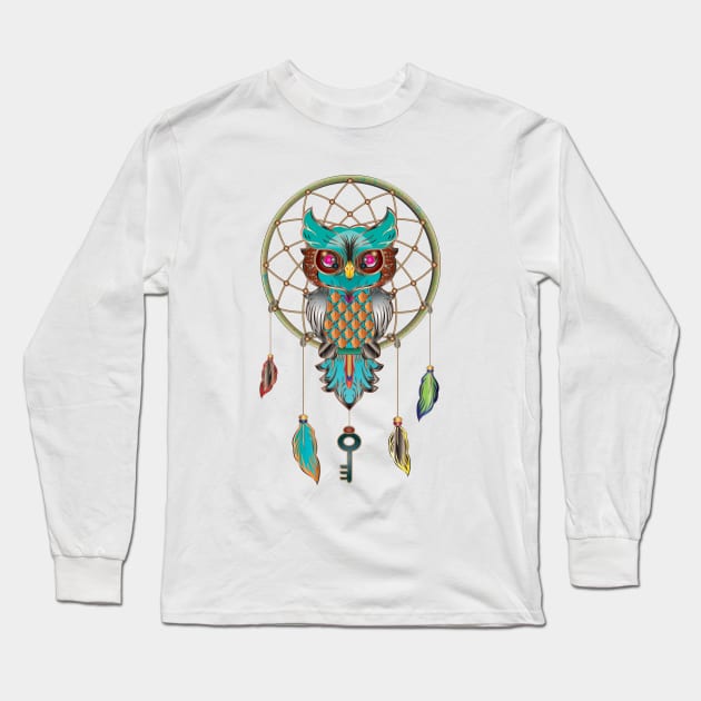 Dreamcatcher Wise Owl Creative Long Sleeve T-Shirt by Nobiya